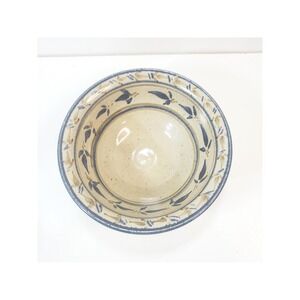 Vtg 1985 Artist Signed Studio Art Pottery Stoneware Bowl Flowers Leaves Design